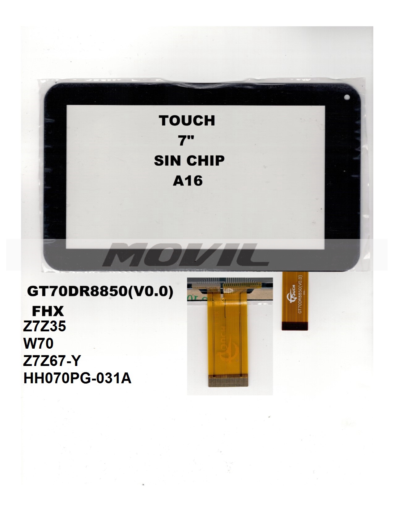 Touch tactil para tablet flex 7 inch SIN CHIP A16 GT70DR8850(V0.0)